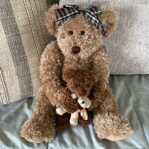 Russ Berrie Plush Trio- Adorable momma bear & her baby bear w stuffed animal